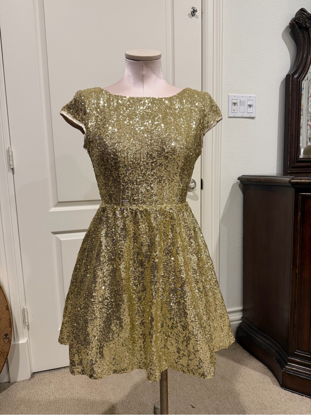 B Darlin Gold Sequin Mini Dress